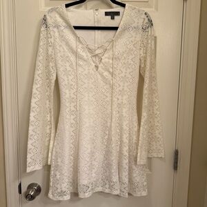 Blue Blush White Lace Long Sleeve Dress